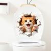 Cute Orange Cat Breaking Through Wall Self Adhesive Toilet Tank Sticker Waterproof