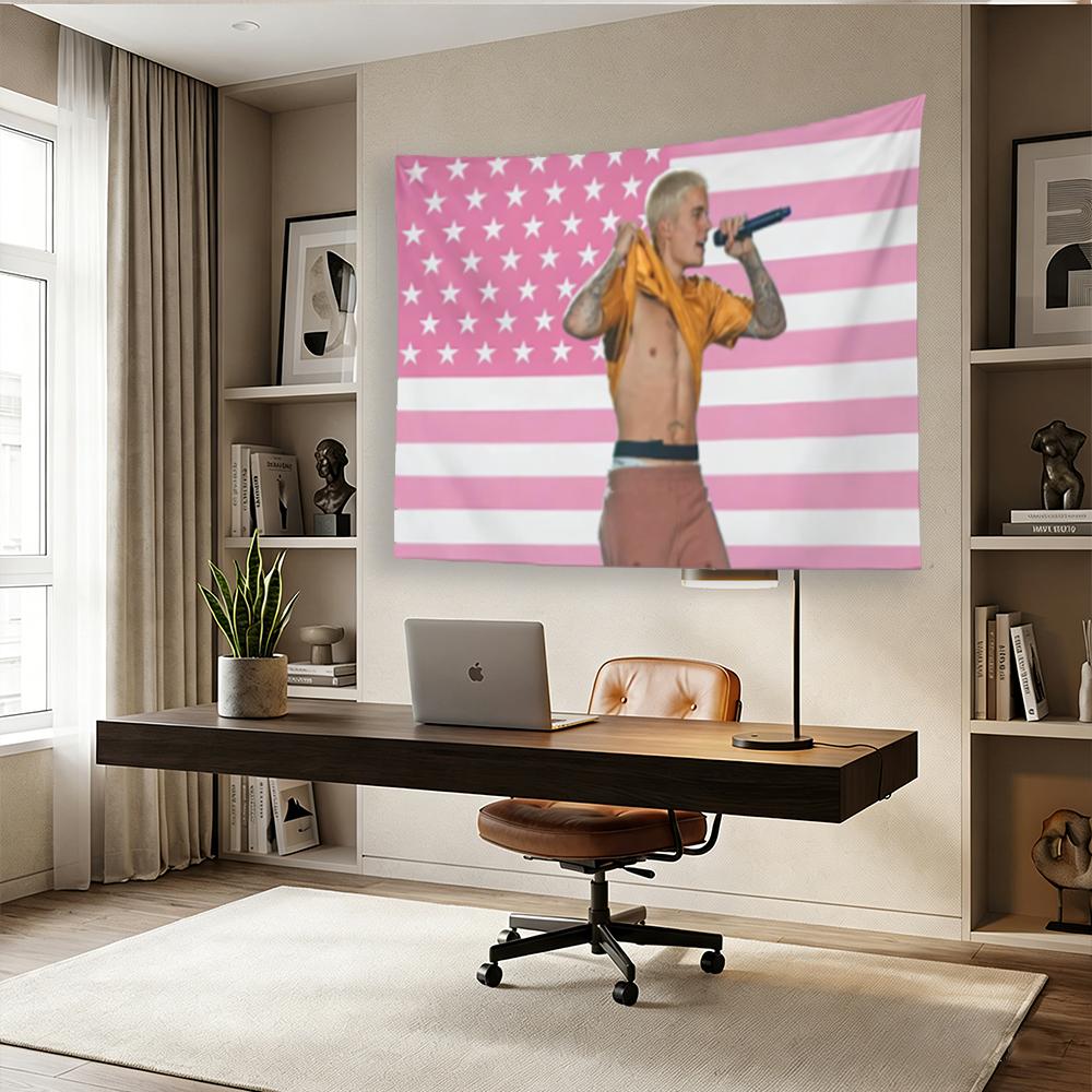 1 Stück Pop-Rapper J-Justin B-Bieber Amerikanische Flagge Wandteppich, Raumdekoration, Geeignet Für Fanräume Und PartysGroße Größe