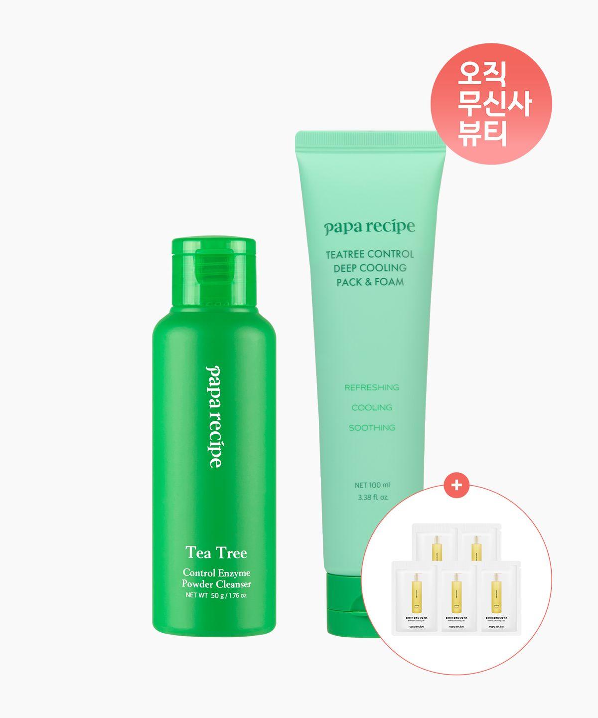[SET] Tea Tree Control Enzyme Powder 50g + Tea Tree Deep Cooling Gelato Pack & Foam 100ml + Blemish Cleansing Oil 3ml