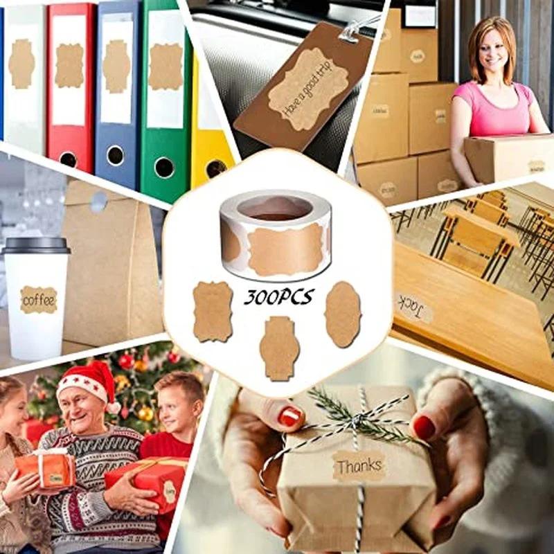 Naklejki z papieru Kraft Puste etykiety Ręcznie robione artykuły papiernicze Etykiety na prezenty Papier dekoracyjny Etykieta na słoik z przyprawami Naklejka do zaklejania kopert DIY