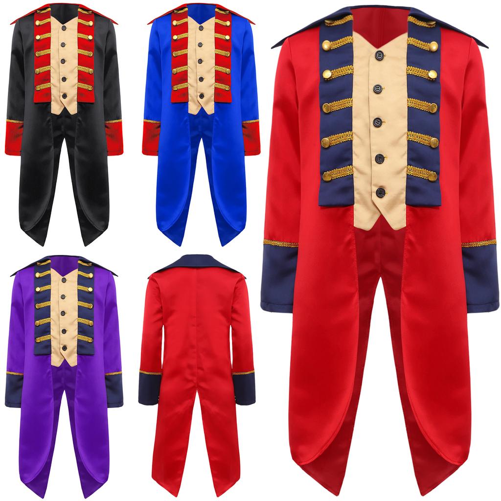 Kids Revolutionary War Costume Colonial British Red Coat Tailcoat Design Historical Military Cosplay Outfit