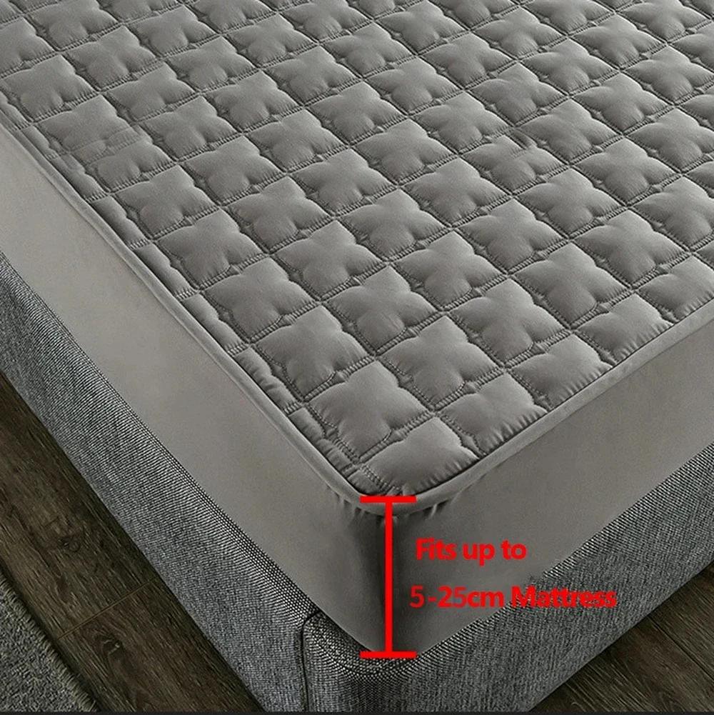 Washable Mattress Cover with Elastic Band Quilted Cotton Fitted Bed Sheet Thicken Bed Cover Mattress Protector for Queen King
