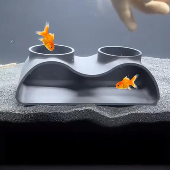 Yousheng Doppelte Öffnung Aquarium Höhlentunnel, Fischversteck Dekoration mit zwei Eingängen, PLA Künstlicher Stein Unterschlupf für Bodenbewohner, Kleine Fische