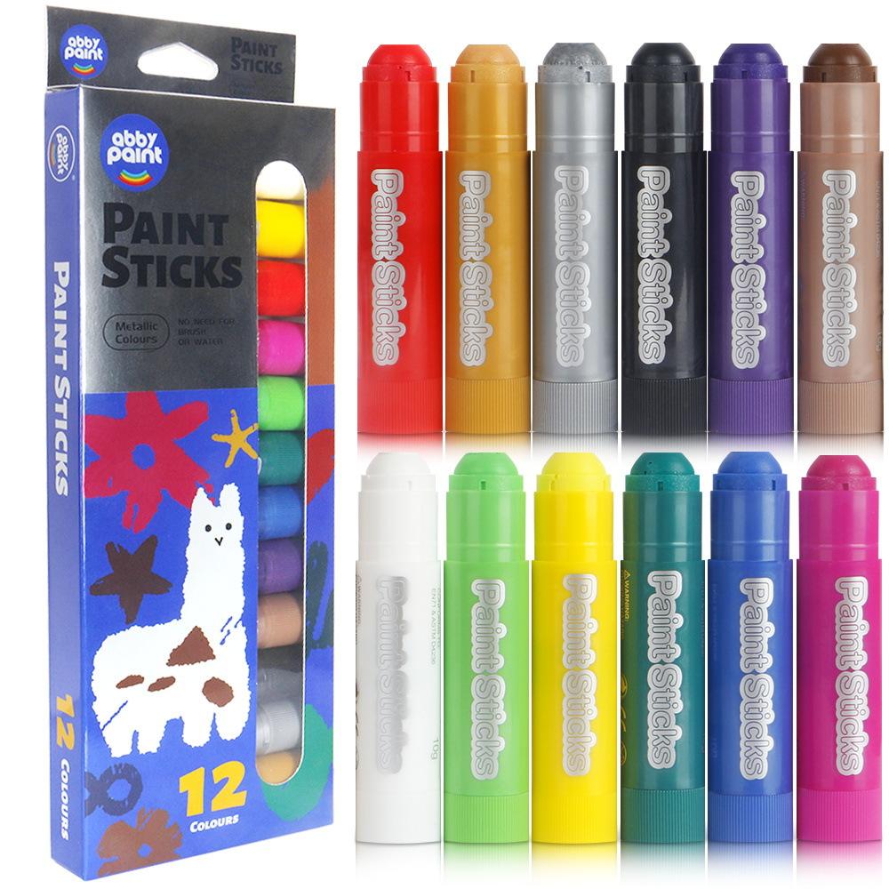 

12 Colors Paint Stick Wax Crayon Water Soluble Solid Gouache Stick Children Hand Drawn Graffiti Painting Colouring Art Supplies