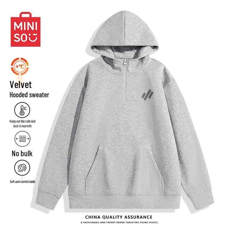 MINISO Men's Fleece Half-Zip Hooded Sweatshirt