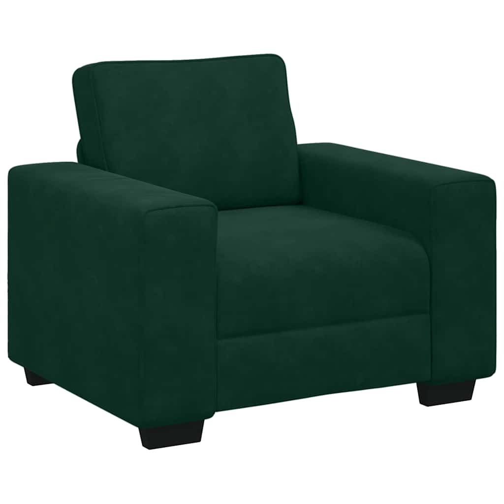 3 Piece Sofa Set with Cushions Dark Green Velvet