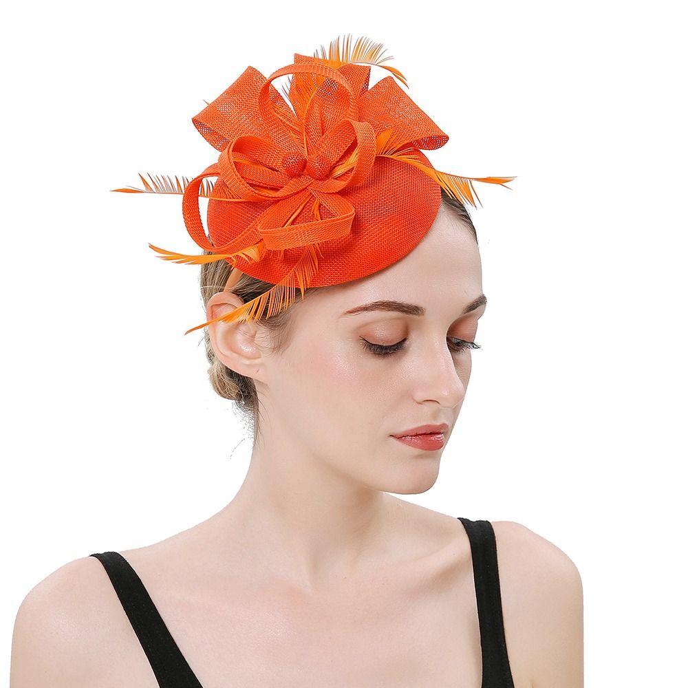 Feather Fascinator Caps Mesh Makeup Prom Elegant Hair Accessories  Women