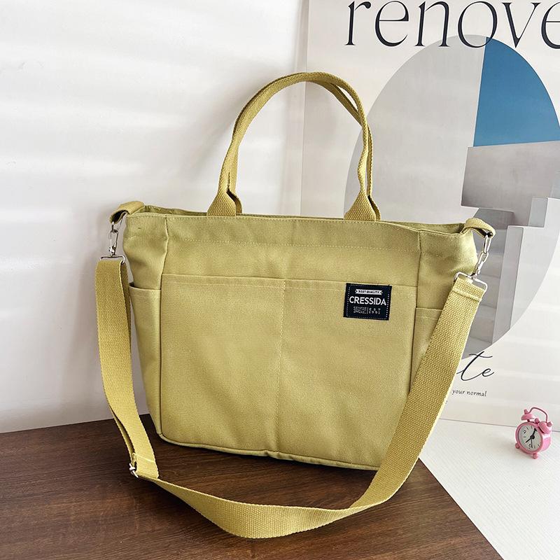 

Tote canvas oblique span bag men s and women s simple and versatile retro large-capacity shoulder literary handbag зелений