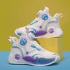 2025 new lace-free classmates Boys mesh breathable basketball shoes Middle and older children non-slip rotating buckle running shoes