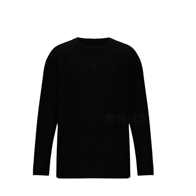 Mens 2026 Solid Color Crew Neck Long Sleeve Knit Sweater Plus Size Warm Casual Youth Fashion
