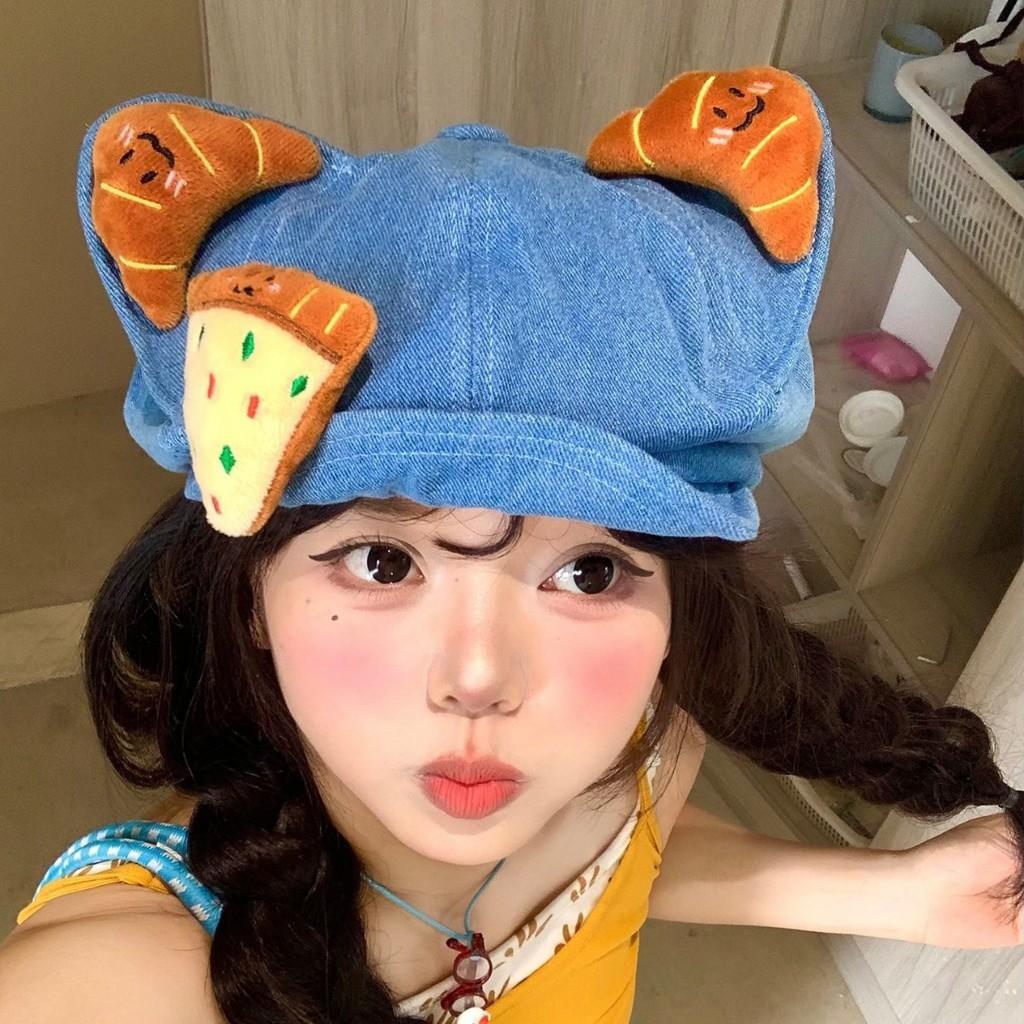 Cat Ear Beanie Hat For Women Cotton Cute Cartoon Adjustable Beret Fashion Accessory Summer Winter