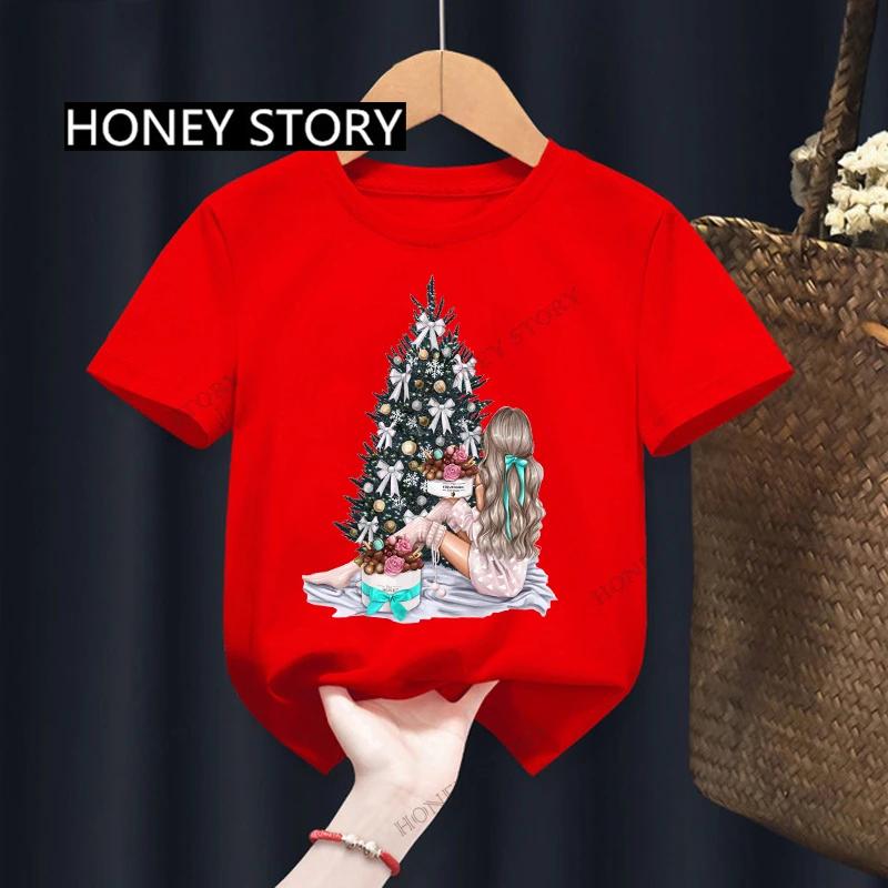 Christmas Kid T Shirt Fashion Merry Christmas Letter-printed Children's T-shirt Short-sleeved Tops for Children Clothes Tee