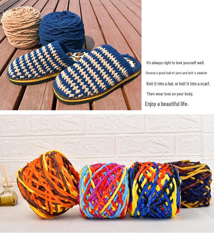 Chunky Ice Silk Yarn for Hand-Knitting: Ideal for Sweaters, Scarves, Bags, Crochet Dolls, and Hooked Shoes