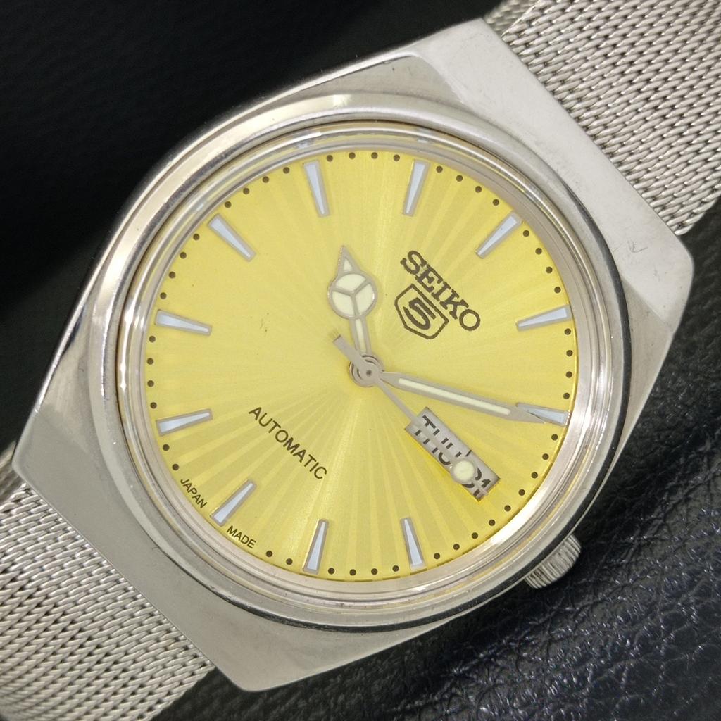 VINTAGE SEIKO 5 AUTOMATIC 6309A JAPAN MENS GOLDEN COLOR DIAL WATCH a701515-5 R206b-a701515