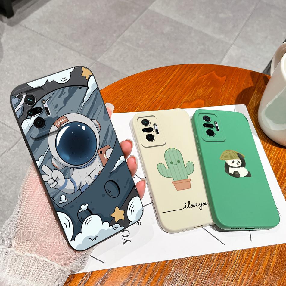 Case For Redmi Note 10 Pro Max Astronaut Soft Liquid Silicone Camera Protection Back Cover For Xiaomi Redmi Note 10Pro Max Coque