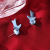 Small animal biting ear dinosaur stud earrings corgi shark ear jewelry spray paint cute mini