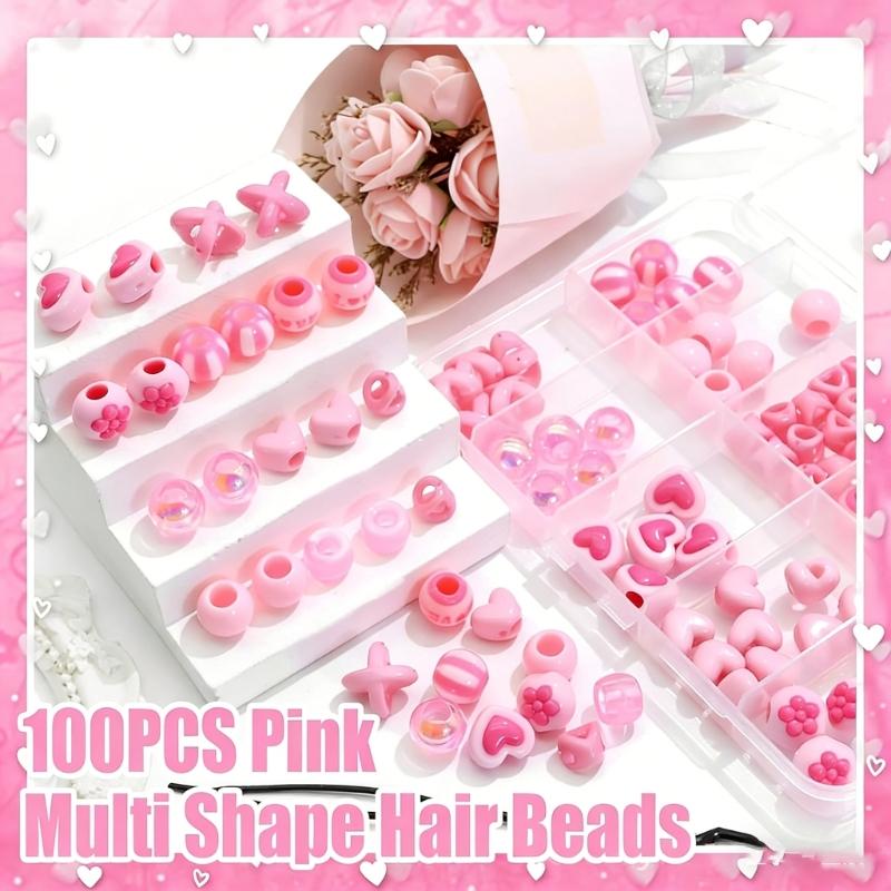 Creative Kids Hair Accessories Set Including 100 Assorted Acrylic Beads And Insertion Tool For Fun Styling