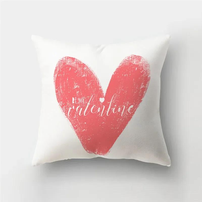 45*45cm Red Pink Heart Pillowcase Home Decor Seat Living Room Sofa Pillowcase Valentines Day Love Cushion Cover