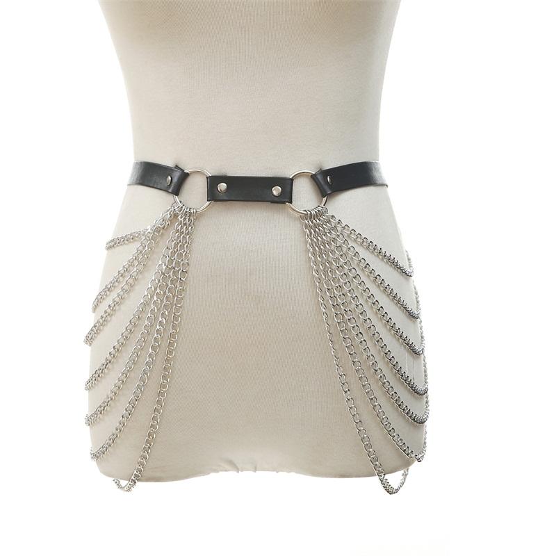 Goth Body Chain Belt Punk Outfit Chain Skirt Pole Dance Club Wear Festival Waist Harness Women Rave outfit Fashion Accessories