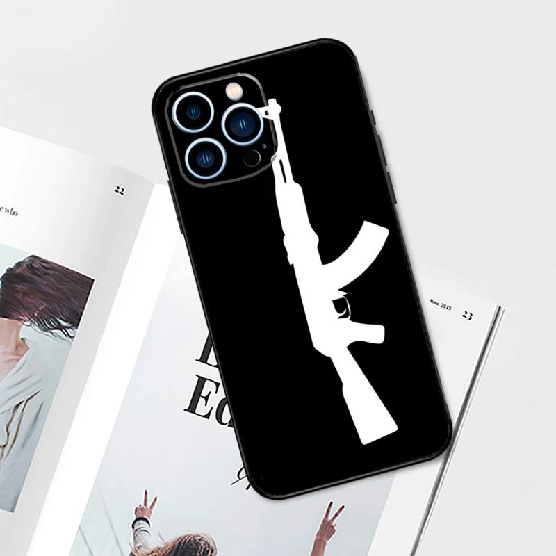 AK47 Handgun Gun BUllets Phone Case For iPhone 11 12 13 14 15 Pro Max Plus 12 13 Mini 7 8 SE X XR XS MAX Cover Shell
