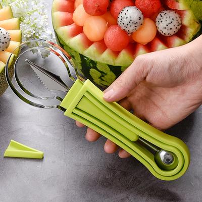 2025 Nuovo 1 Pezzo Verde 4 in 1 Taglia Frutta Cucchiaio Coltello da Intaglio Frutta Scava Polpa Separatore Piatto Frutta Gadget da Cucina Acces