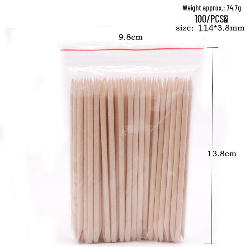 Doppelendiger Orangenholzstab Nagelhautschieber 11,4 cm, 100 Stück/Beutel - Nagel Punktierwerkzeug