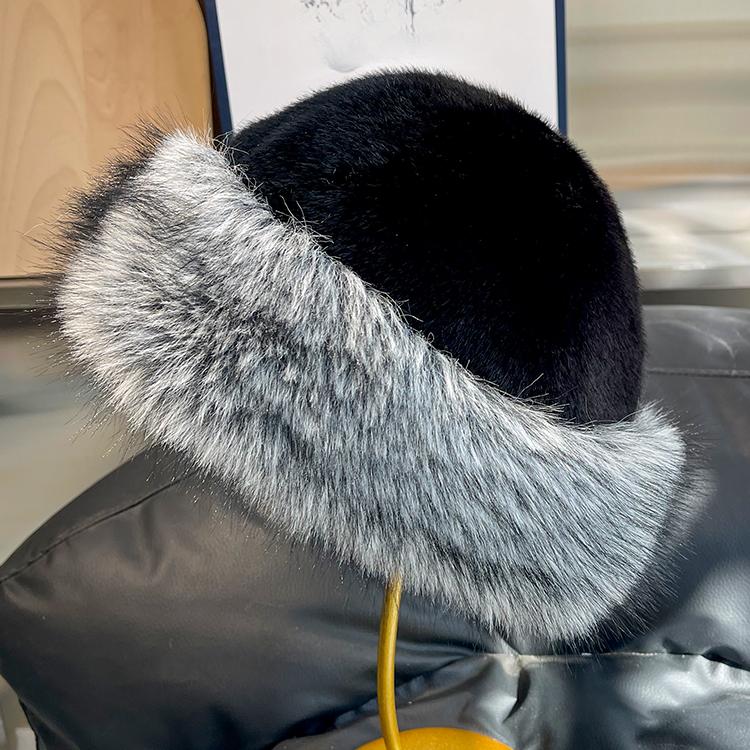 New Plush Mongolian Hat Women's Autumn and Winter Cold and Warm Northeast Basin Hat Ear Protection Hat Fox Hair Bucket Hat