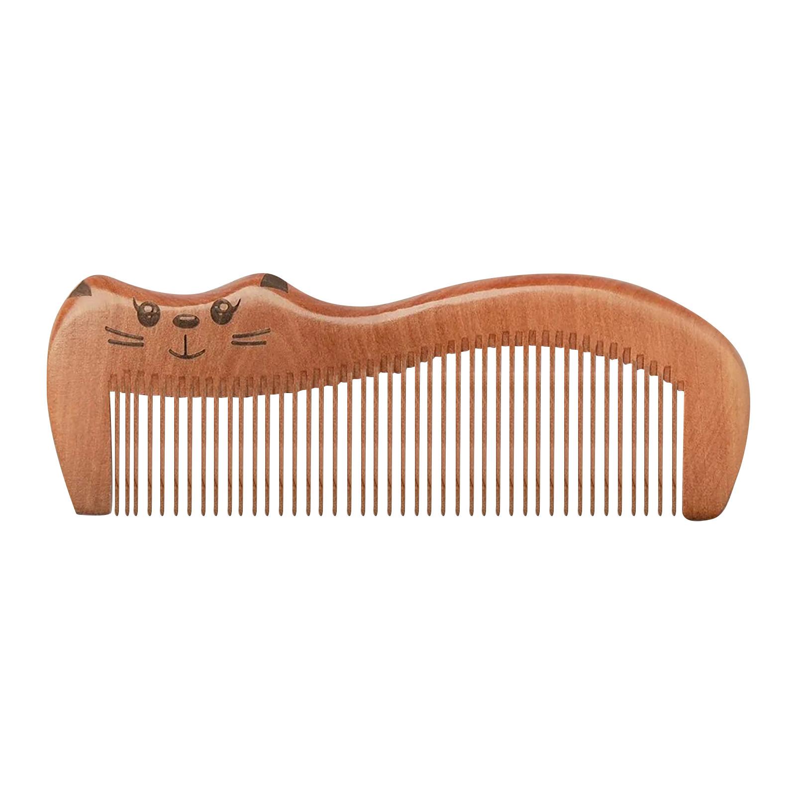 

Деревянная расческа, портативная парикмахерская расческа Nanmu, антистатическая и милая расческа для кошачьей шерсти One Size
