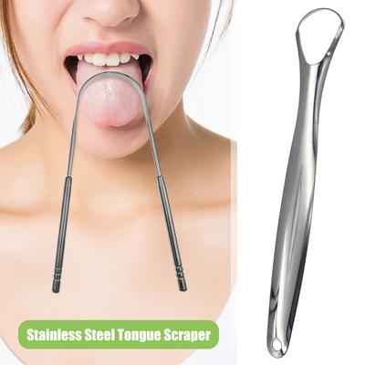 Reusable Tongue Scraper Cleaner Stainless Steel Tongue Scraper Brush Fresh Breath Cleaning Toothbrush Oral Hygiene Care Tool