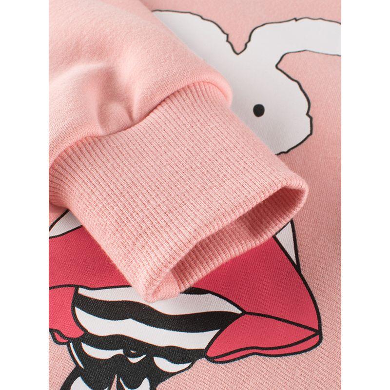 27home Children's Clothing Autumn and Winter Children's Fleece-Lined Sweater Girl round Neck Bunny Clothes Baby Single-Layer Fleece-Lined Tops