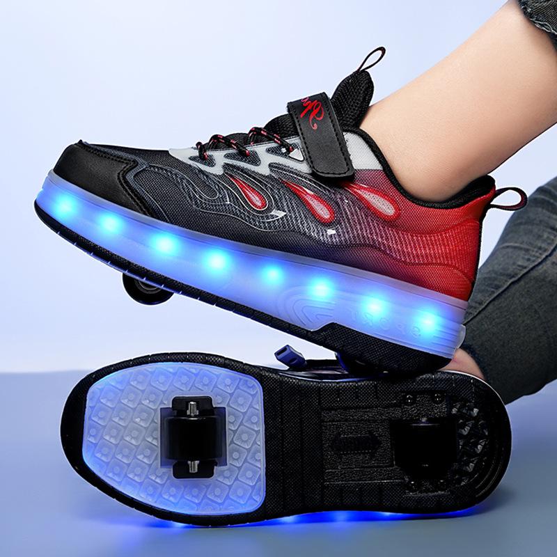NEW 4 Wheel Speed Roller Skates Shoes for Boys and Girls LED Roller Skates for Children's Racing Ice Skating Sneaker with Wheels