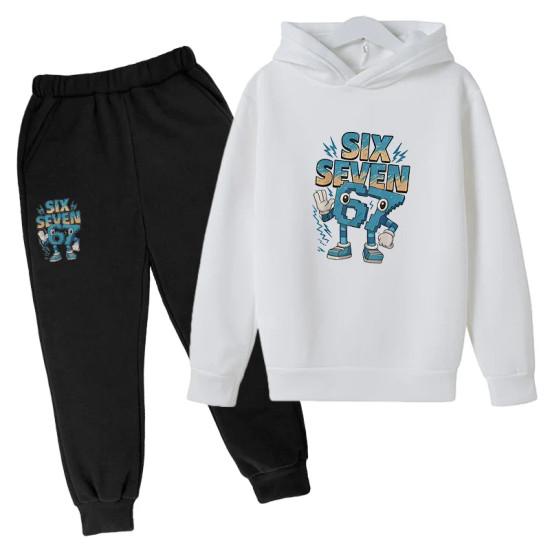 Moda 67 Ropa para Niños Sudadera+Pantalones Conjunto Primavera Otoño seis siete meme Chándal Conjunto de 2 Piezas 3-12 Años Niños sudaderas con cremallera