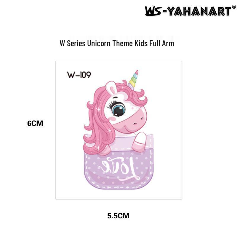 Cartoon Unicorn, Mermaid, Pirate, and Dinosaur Space Water Transfer Tattoo Stickers