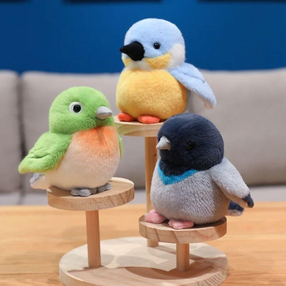Fluffy Material Lifelike Bird Plush 12cm Size Realistic Bird Doll Sound Bird Plush  Birthday Gift