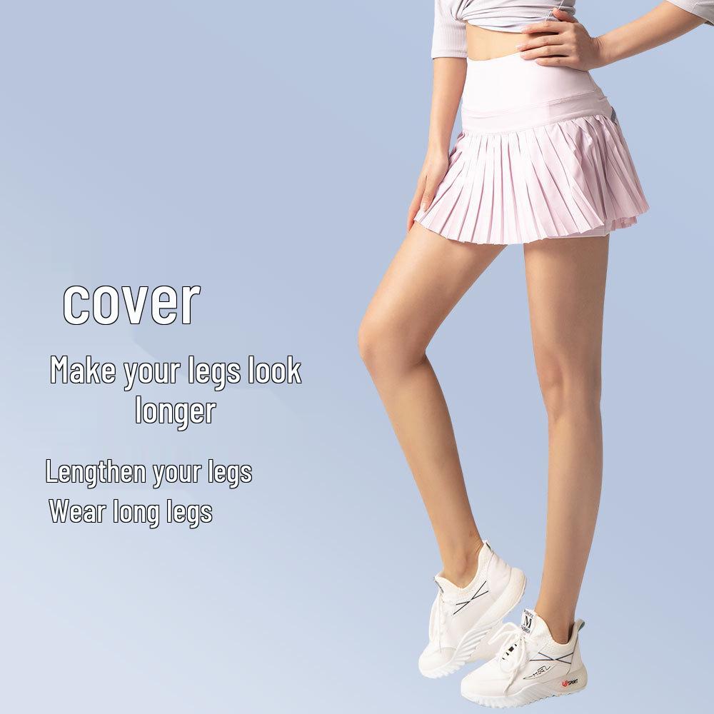 PLUS Women's Quick-Dry Pleated Skort: Breathable Anti-Exposure Athletic Skirt for Running and Outdoor Activities