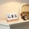 Clear Acrylic LED Light Photo Frame Wooden Base Tabletop Photo Display Rack Photo Holder  Table Top
