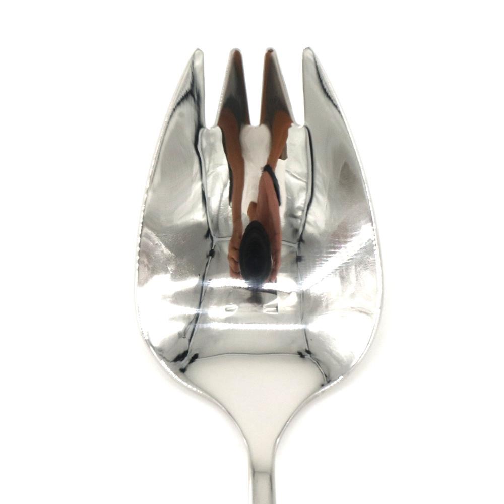 Travel Outdoor Long Handle Stainless Steel Reusable Flatware Dessert Spoons Salad Forks Spork