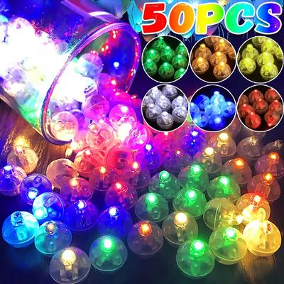 50 Stück Mini-LED-Ballonlichter, runde Ballon-Lampenfüller, dekorierte Balllampe für Papierlaternen-Ballon-Party-Festival