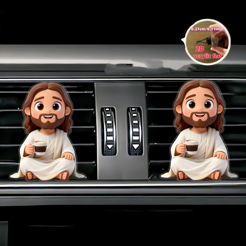 Cute Cartoon 2D Acrylic Car Air Vent Clips Religious Auto Air Freshener Clips For Car Interior Decoration