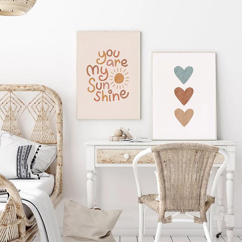 Rainbow Love Crown Alpaca Wall Art Canvas Painting Nordic Posters And Prints Nursery Cartoon Wall Pictures Kids Room Decor No Frame