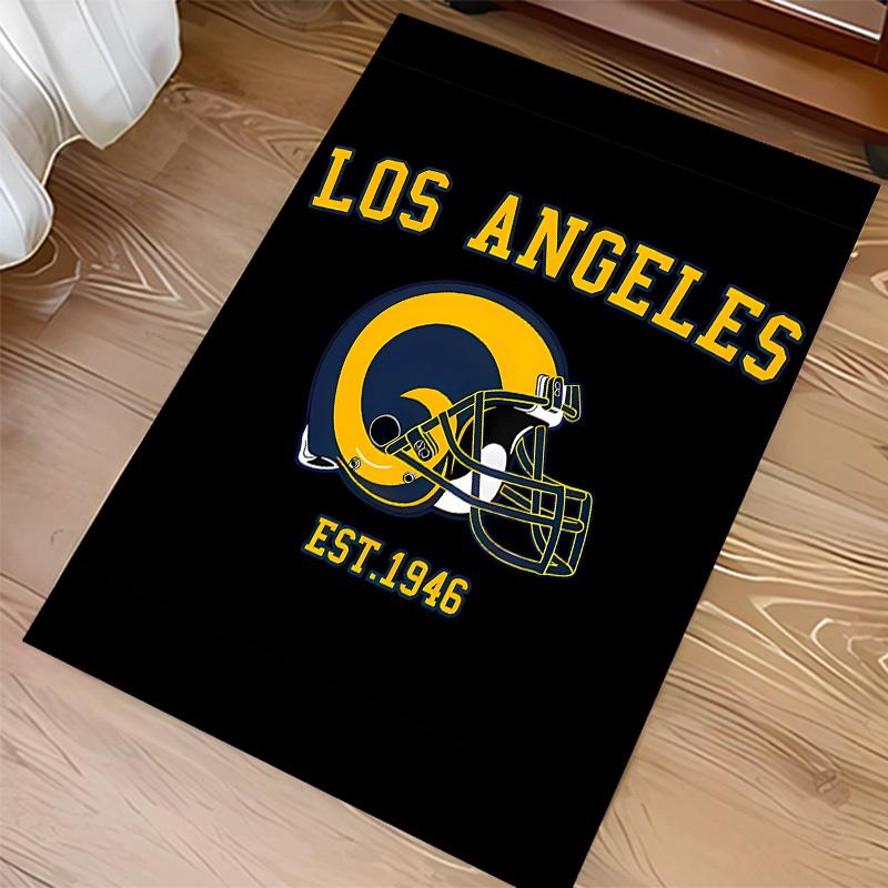 Los Angeles Rams Logo Print Area Rug - Soft, Washable Non-Slip Indoor Mat for Office Chairs, Living Room, Home Office Decorative Rug