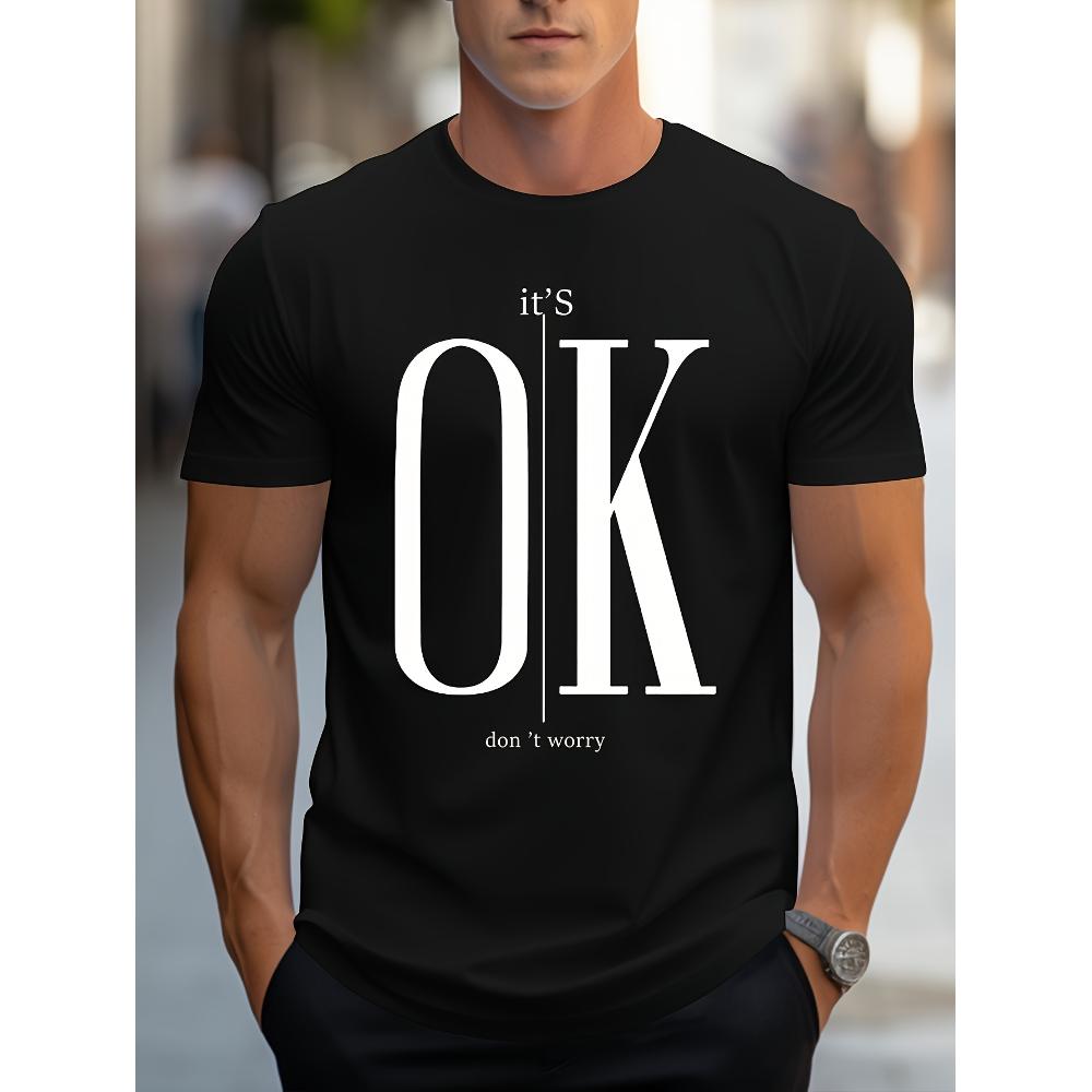 

OK Don t Worry T-Shirt,Soft Breathable & Fade-Resistant, Classic Fit for Daily Casual Wear XXL чорний