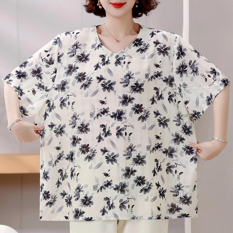 4XL-8XL Übergröße Elegante Blusen für Damen Sommerkleidung Übergroße Oberteile Frau Lässige Kurzarmhemden