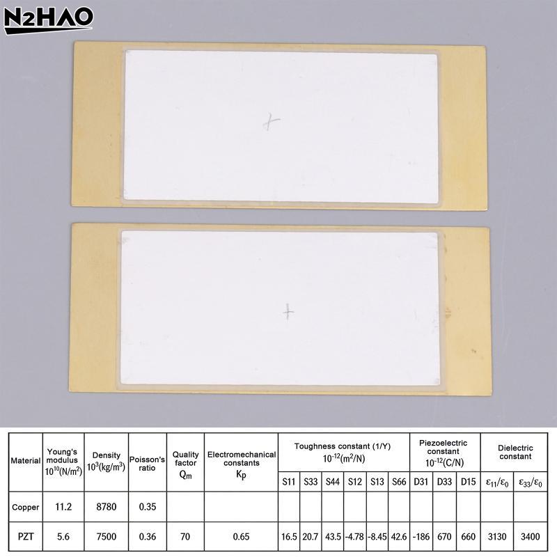 2Pcs Bimorph Piezo, Ceramic, Power Generation PZT Piezoelectric 80mmx33mmx0.6mm