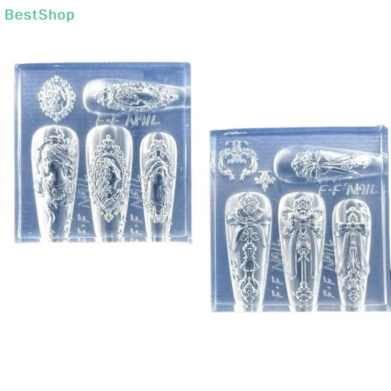 3D Silicone Nail Art Mold Relief Red Velvet Bow Design DIY Nail Art Decor Transparent Manicure Template