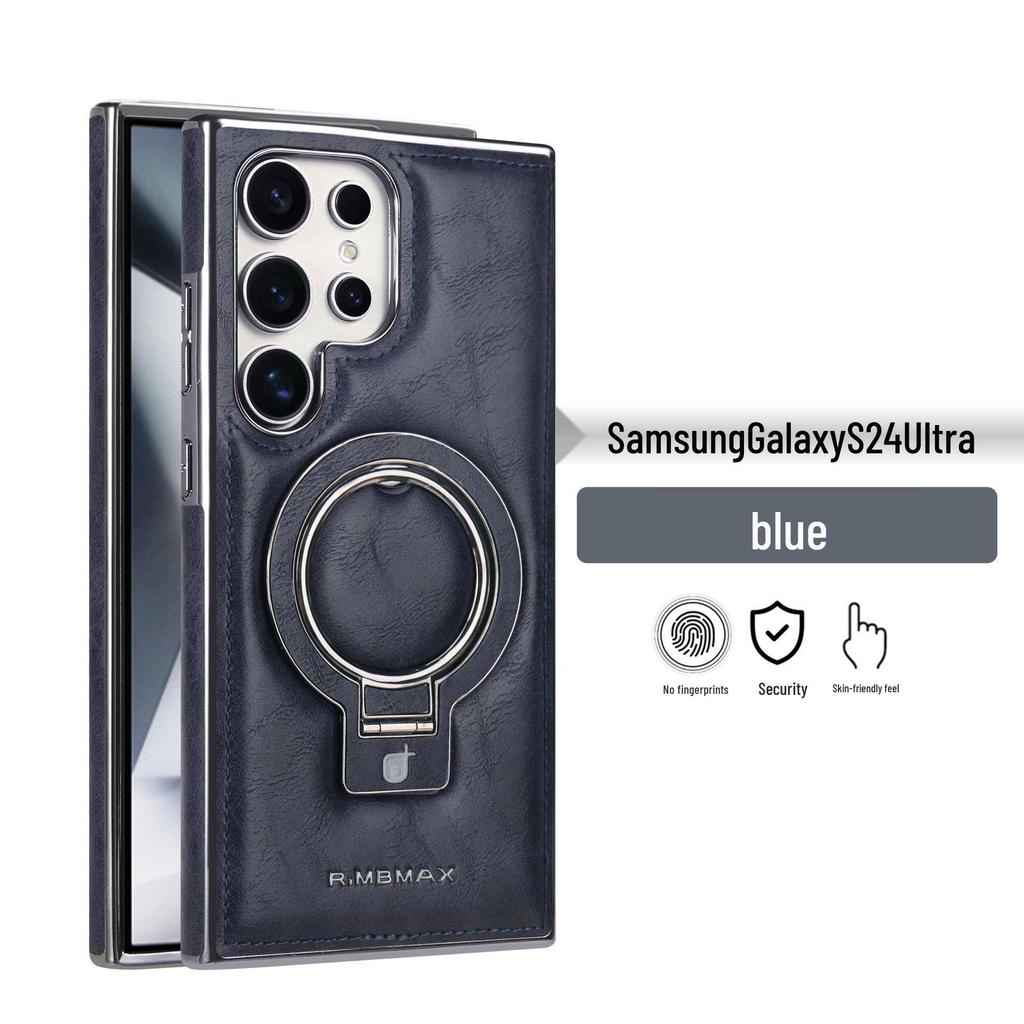 Samsung S24 Ultra/S23 Magnetic Leather Case with Racket Holder & Anti-Drop Protection