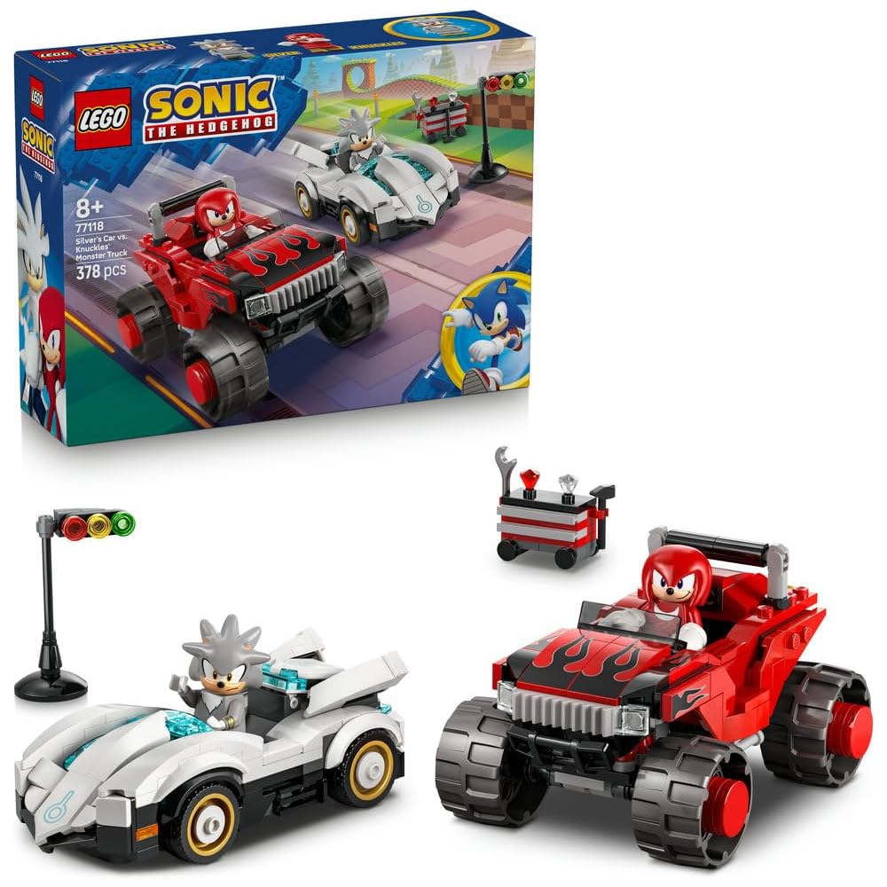 

LEGO Sonic the Hedgehog Silver Machine vs Knuckles Monster Truck Toy for Kids Ages 8-10 Building Blocks