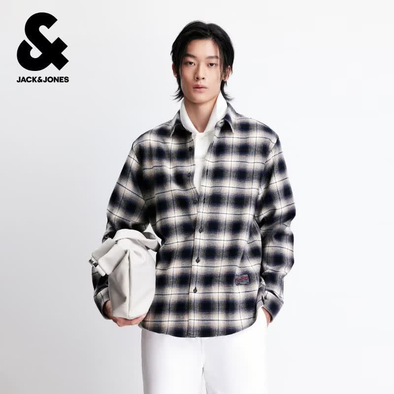 Мужская зимняя хлопковая рубашка Jack & Jones S