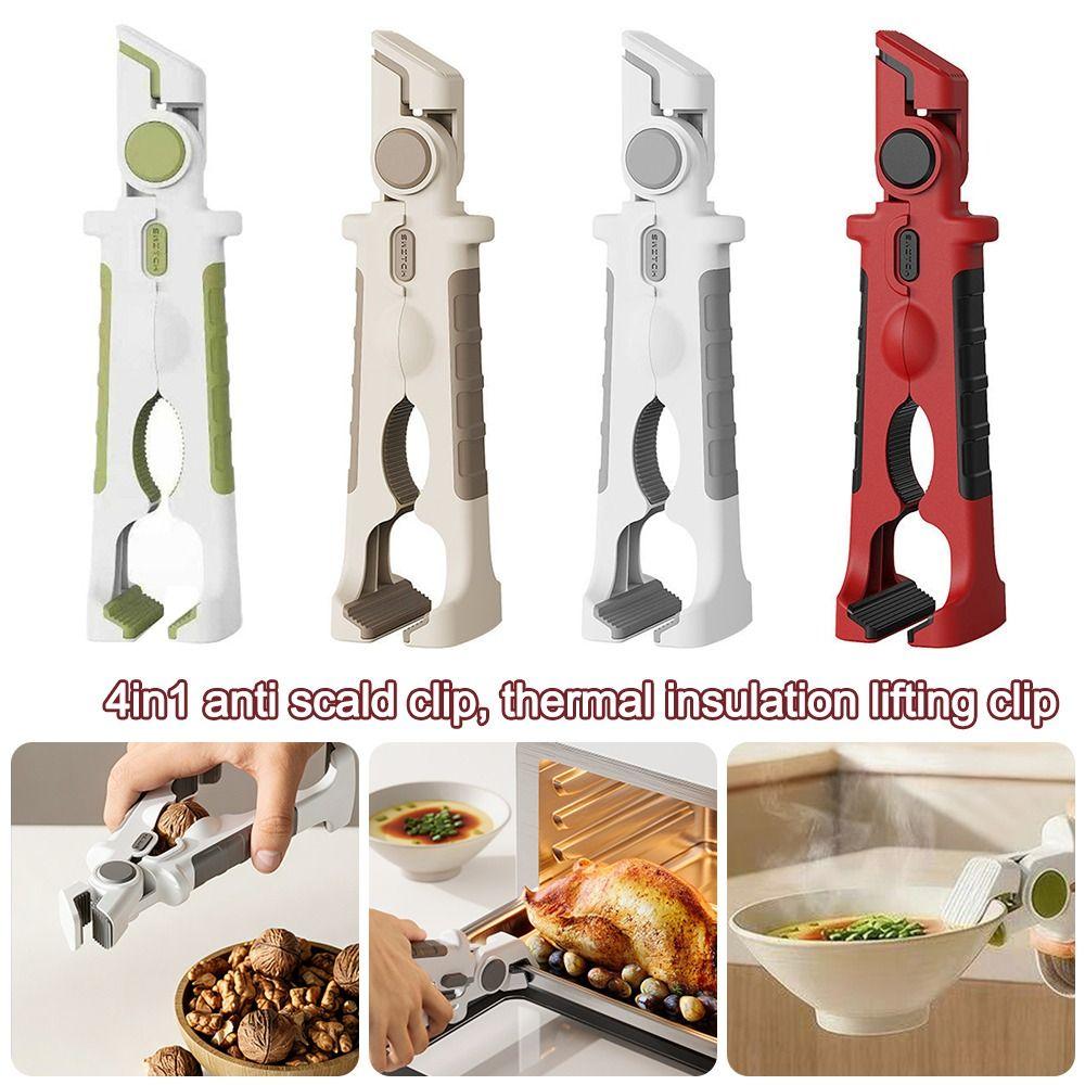 4in1 Anti Scalding Clip Silicone Non-slip Meal Bowls Tongs Heat-Resistant Baking Tray Steamer Rack Kitchen Gadget