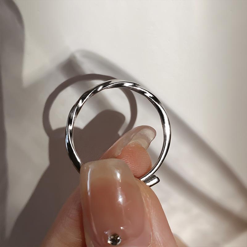 Korean Style S925 Sterling Silver Minimalist Twisted Wave Band Ring for Women - Simple, Elegant, Stacking Ring, New Trend